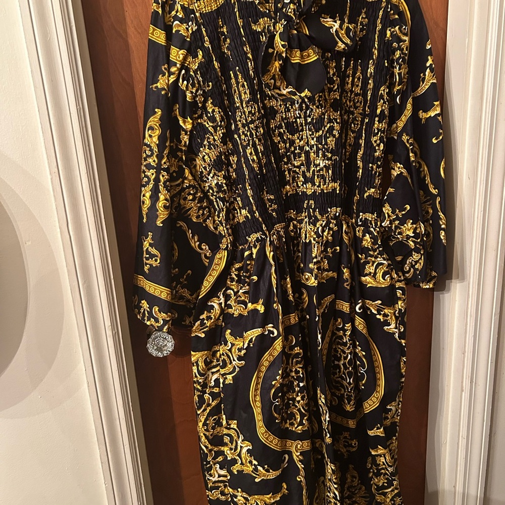 Black and Gold Colored Maxi Dress
